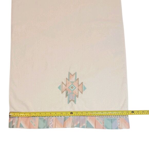 Vintage Southwest Bath Towel Cream Peach Turquoise Purple Ruffle By Jillian Rose - Picture 14 of 15